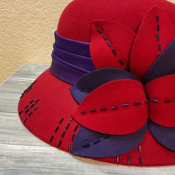 Vintage something special brimmed Red Purple Women\'s Hat beaded main image 9